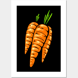 Vibrant Carrot Delight - Fresh and Juicy Vegetable Illustration Posters and Art